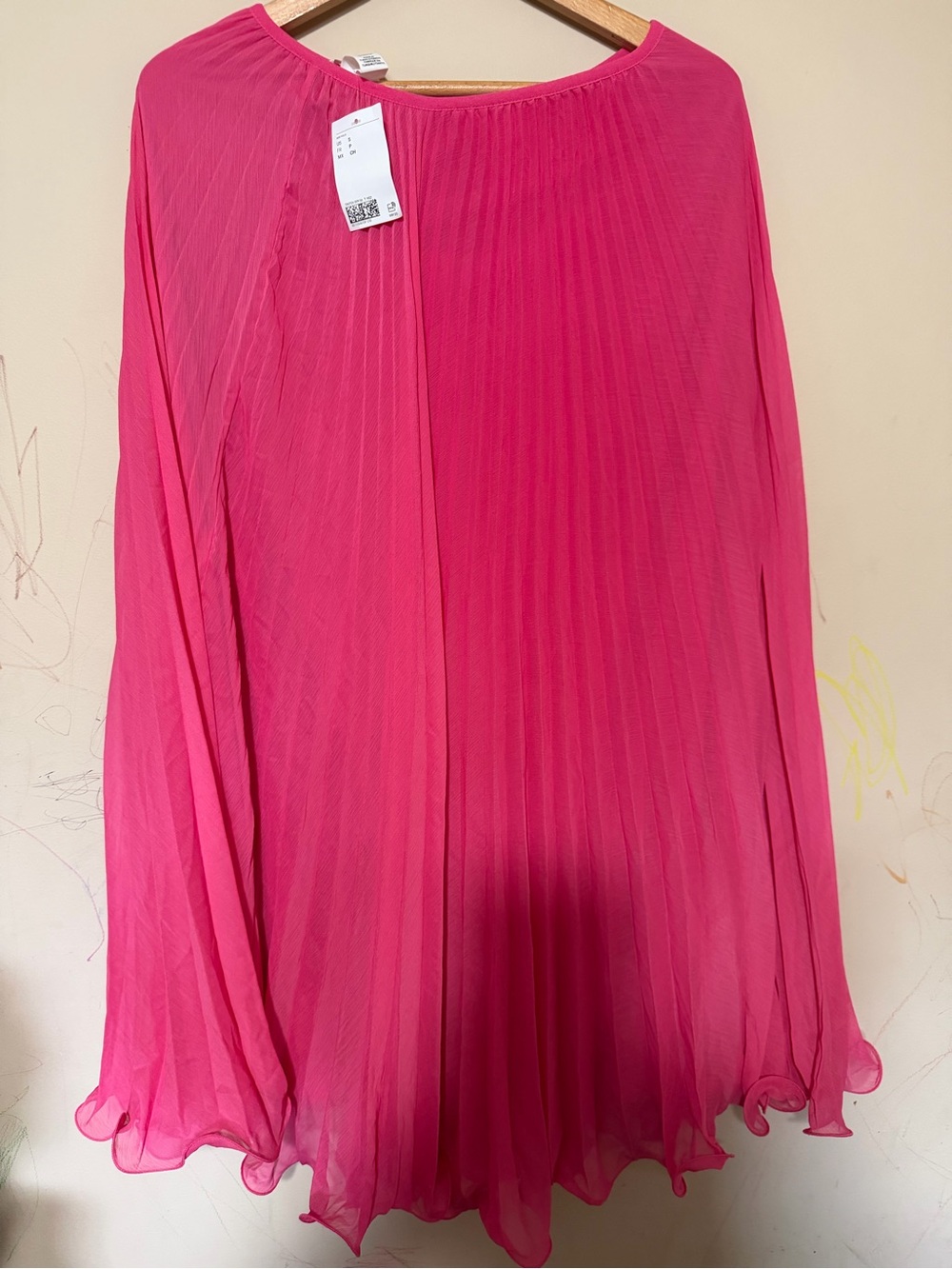 H&M Fuchsia Pleated Circle Skater Skirt